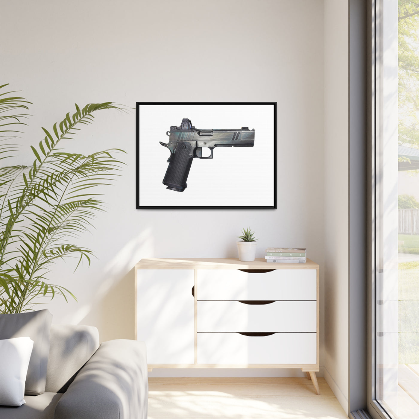 2011 Bravo - Pistol Painting - Just The Piece - Black Framed Wrapped Canvas - Value Collection