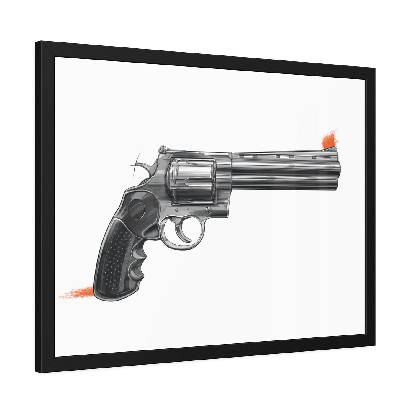 Stainless .44 Mag Revolver Painting - Just The Piece - Black Frame - Value Collection