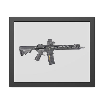 Defending Freedom - AR-15 State Painting - Just The Piece - Black Frame - Value Collection