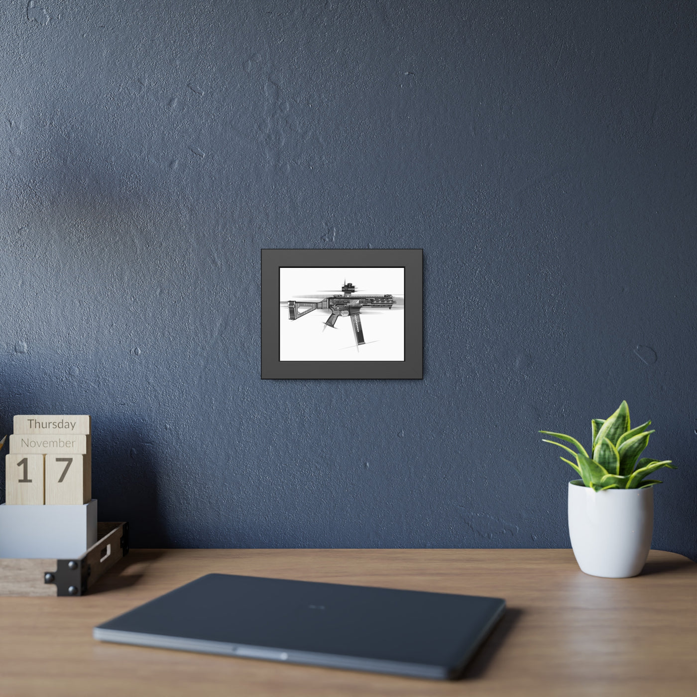 .45 Cal SMG Painting - Black Frame - Value Collection