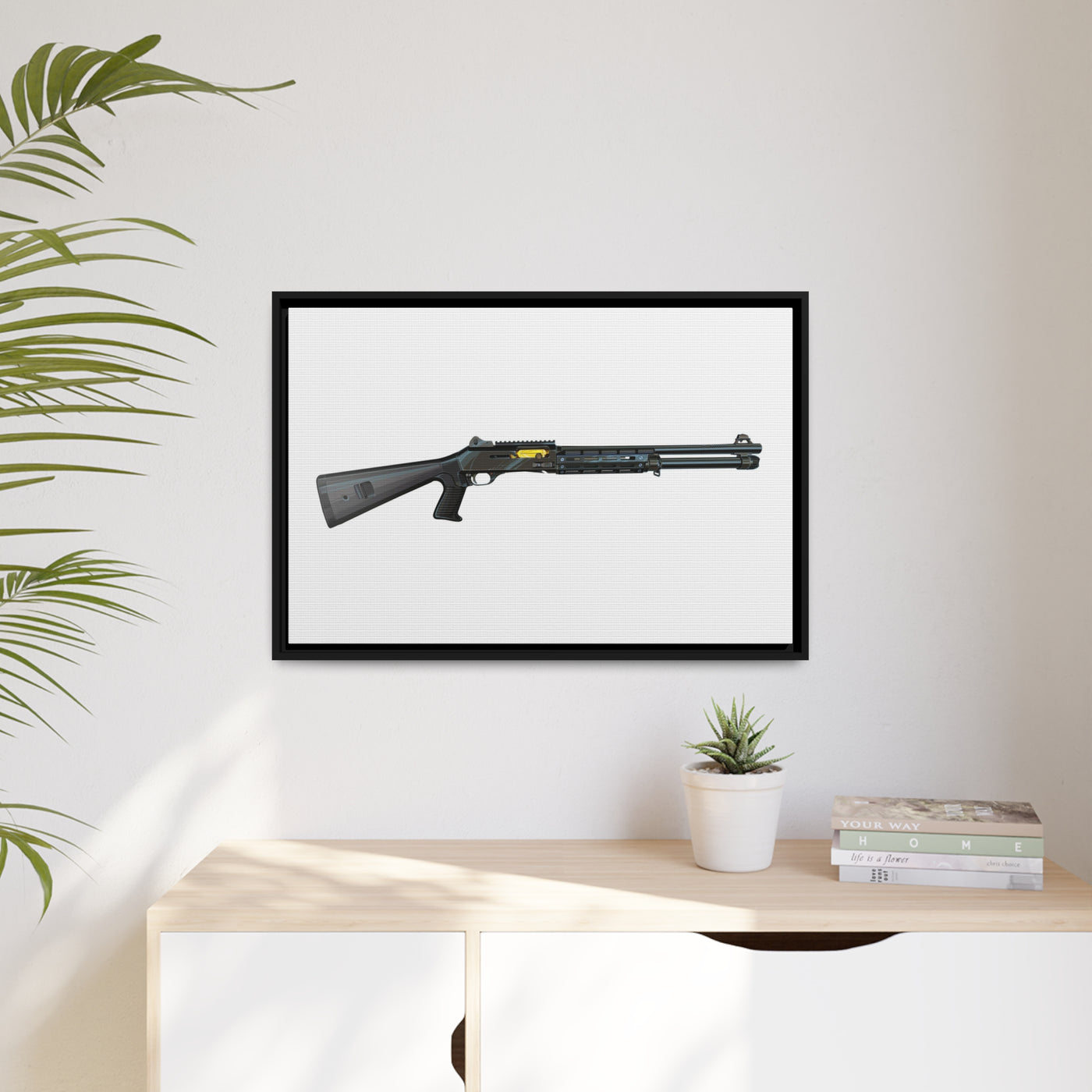 Special Ops Shotgun 12 Gauge Painting - Just the Piece - Black Framed Wrapped Canvas - Value Collection