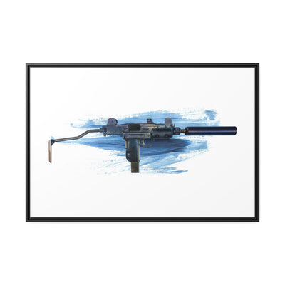 The Miniature Menace - Full Auto Subgun Painting - Black Framed Wrapped Canvas - Value Collection