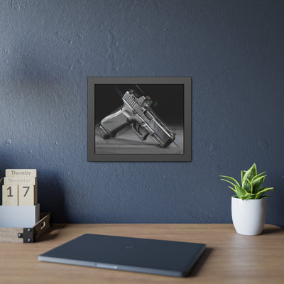 The Last Resort - OG Grey Poly Pistol Painting - Black Frame -Value Collection