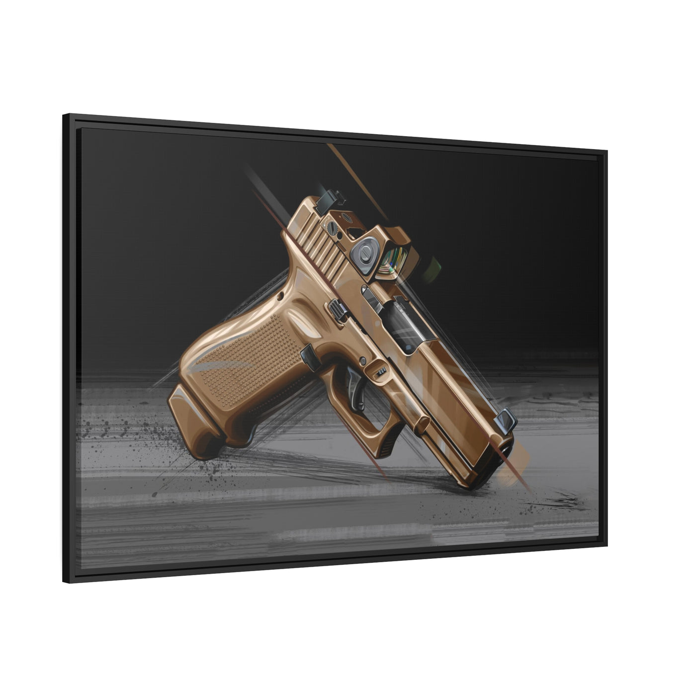 The Last Resort - OG Tan Poly Pistol Painting - Black Framed Wrapped Canvas - Value Collection