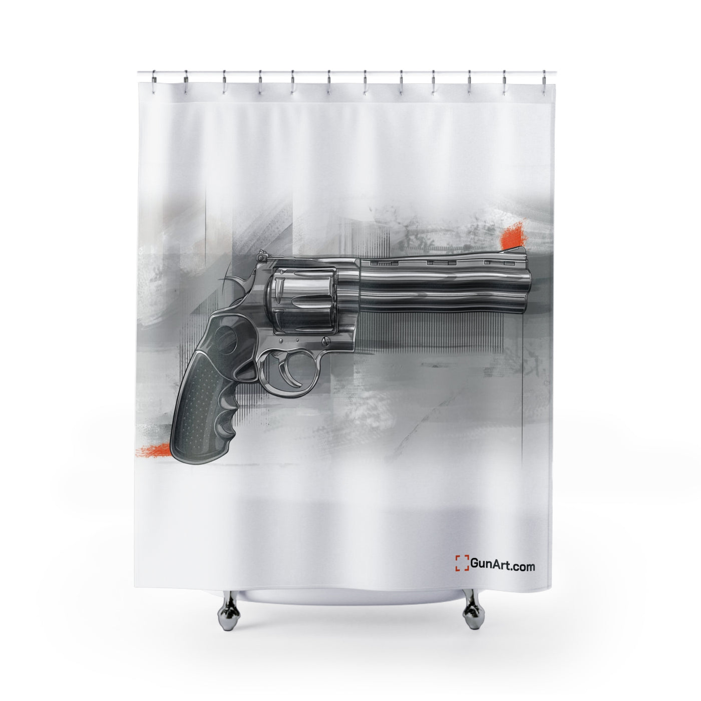 Stainless .44 Mag Revolver Shower Curtains