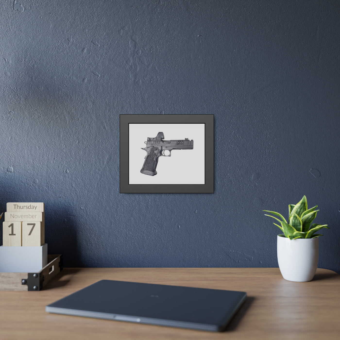 2011 Delta Pistol Painting - Just The Piece - Black Frame - Value Collection