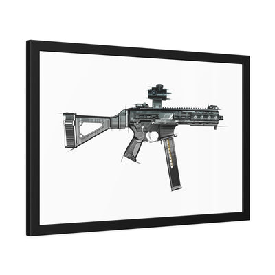 .45 Cal SMG Painting - Just The Piece - Black Frame - Value Collection