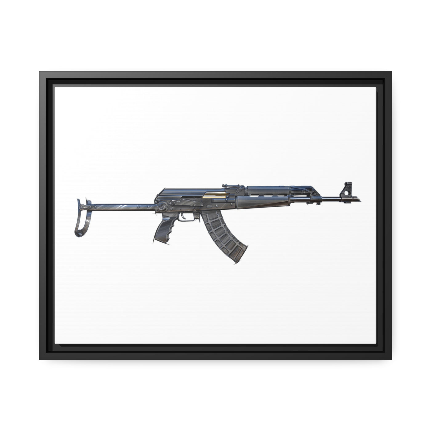 The Paratrooper AK-47 Painting - Just The Piece - Black Framed Wrapped Canvas - Value Collection