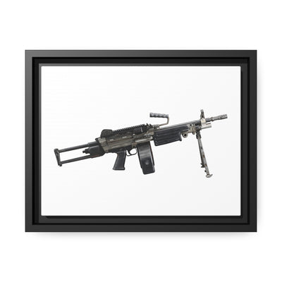 Belt-Fed 5.56x45mm Light Machine Gun Painting - Just The Piece - Black Framed Wrapped Canvas - Value Collection