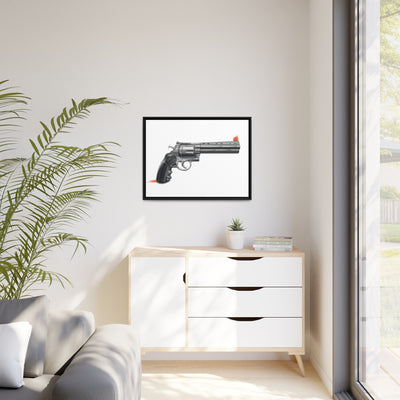 Stainless .44 Mag Revolver Painting - Just The Piece - Black Framed Wrapped Canvas - Value Collection