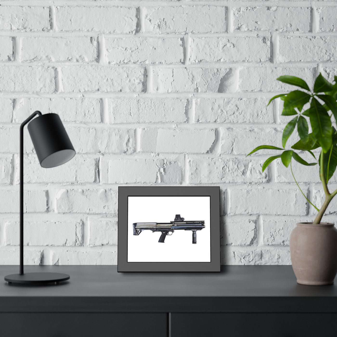 Tactical Bullpup Shotgun Painting - Just The Piece - Black Frame - Value Collection