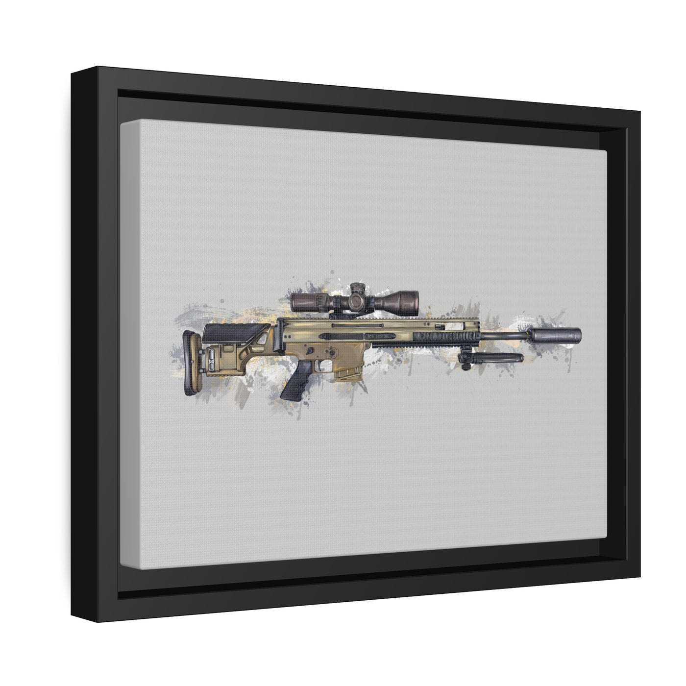 Socom Sniper Rifle Painting - Black Framed Wrapped Canvas - Value Collection