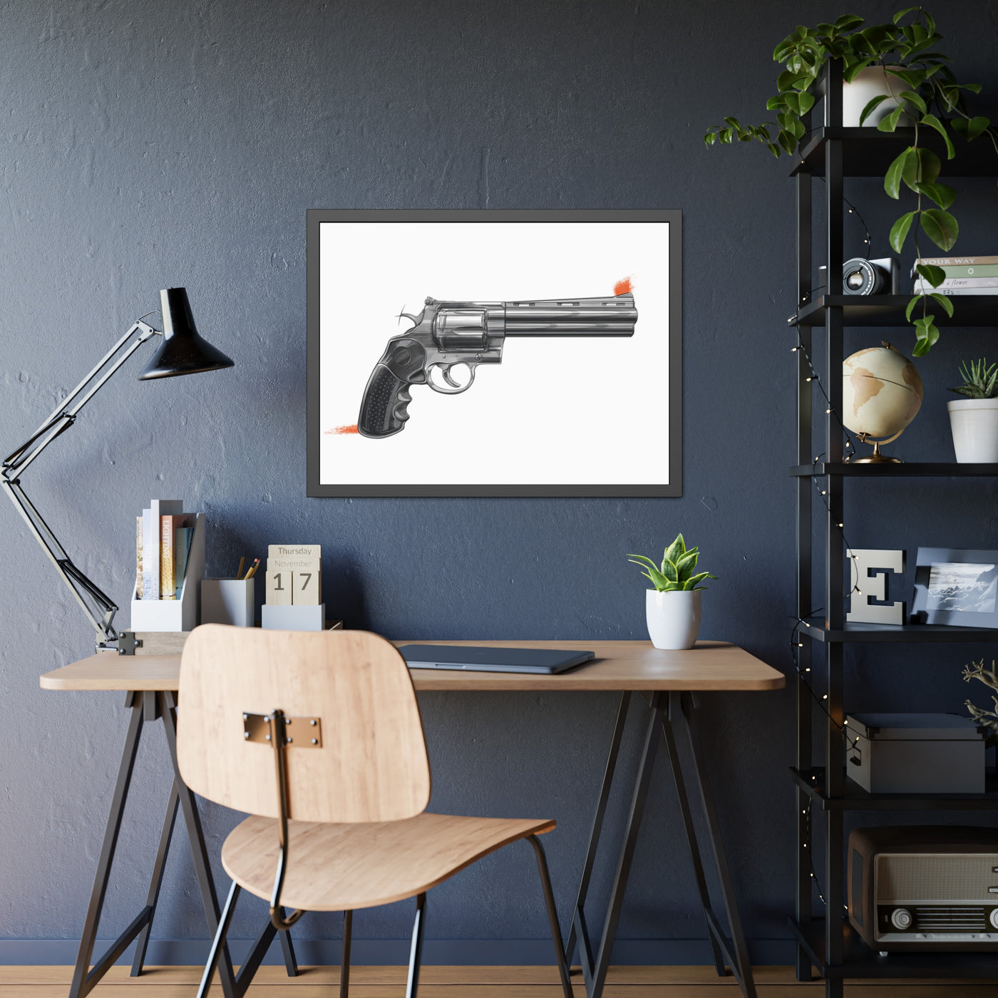 Stainless .44 Mag Revolver Painting - Just The Piece - Black Frame - Value Collection