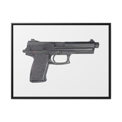 Tactical .45 ACP Poly Pistol Painting - Just The Piece - Black Framed Wrapped Canvas - Value Collection