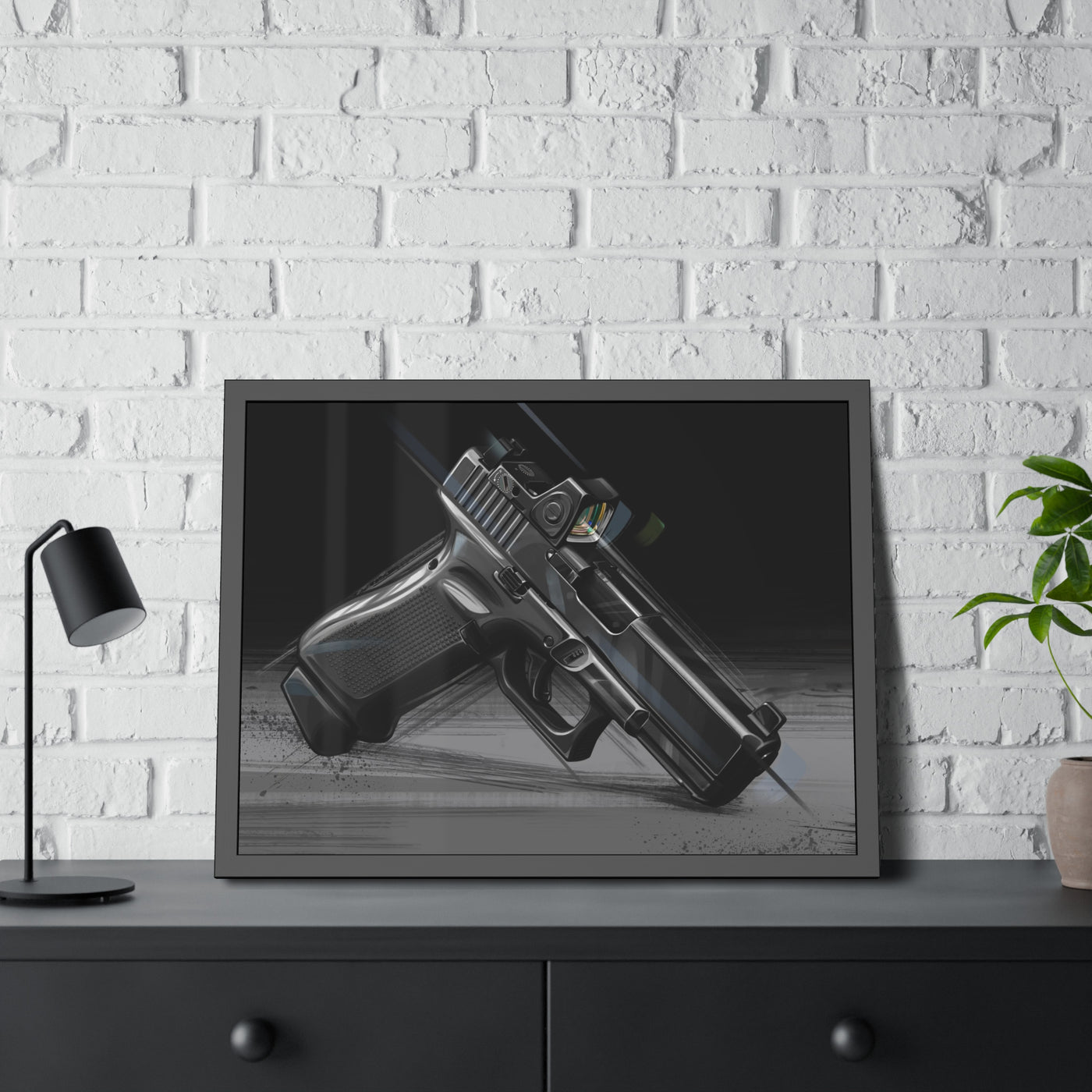 The Last Resort - OG Black Poly Pistol Painting - Black Frame - Value Collection