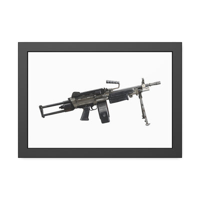 Belt-Fed 5.56x45mm Light Machine Gun Painting - Just The Piece - Black Frame - Value Collection