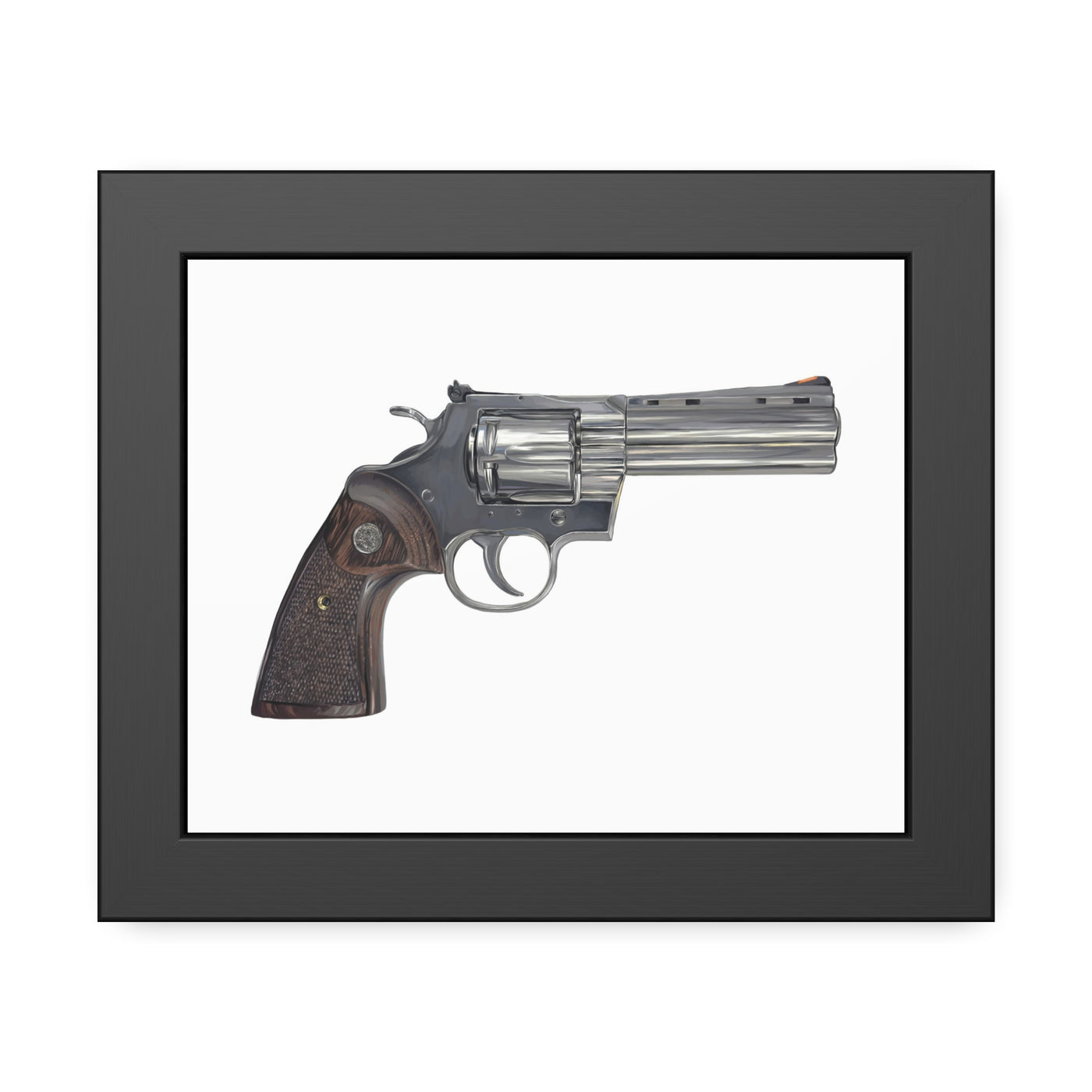 Wood & Stainless .357 Magnum Revolver Painting - Just The Piece - Black Frame - Value Collection