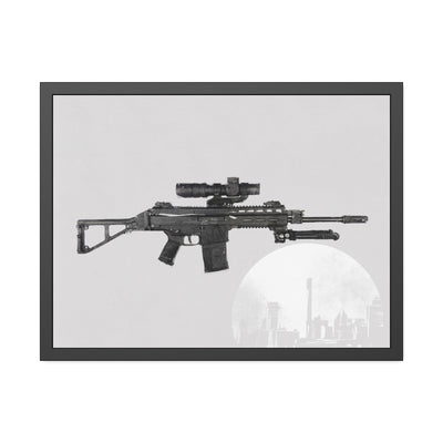 The Urban Sniper Painting - White Background - Black Frame - Value Collection