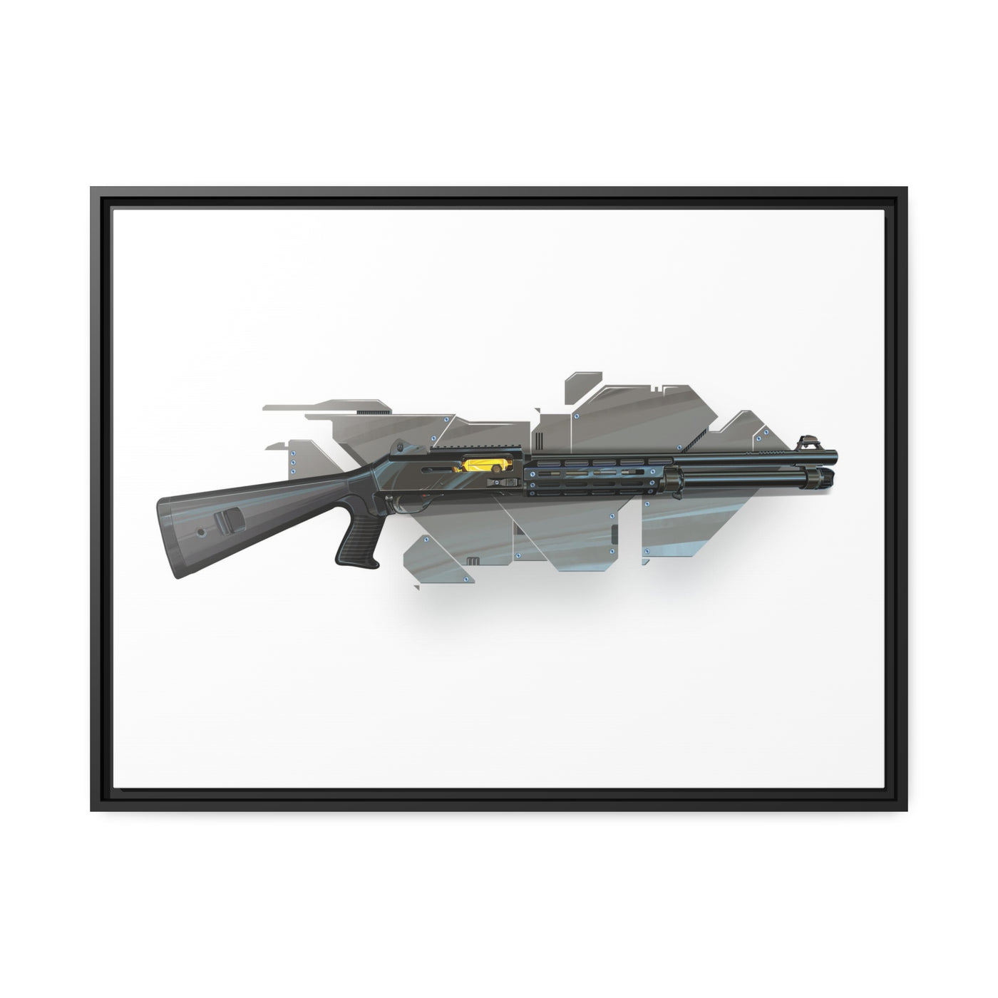 Special Ops Shotgun 12 Gauge Painting - Black Framed Wrapped Canvas - Value Collection