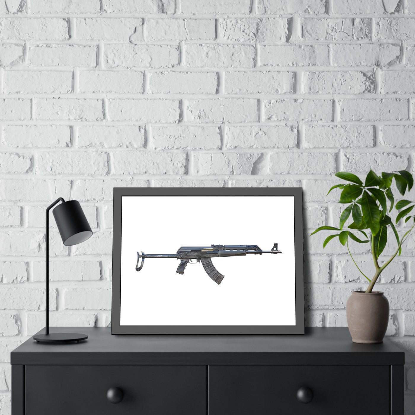 The Paratrooper AK-47 Painting - Just The Piece - Black Frame - Value Line