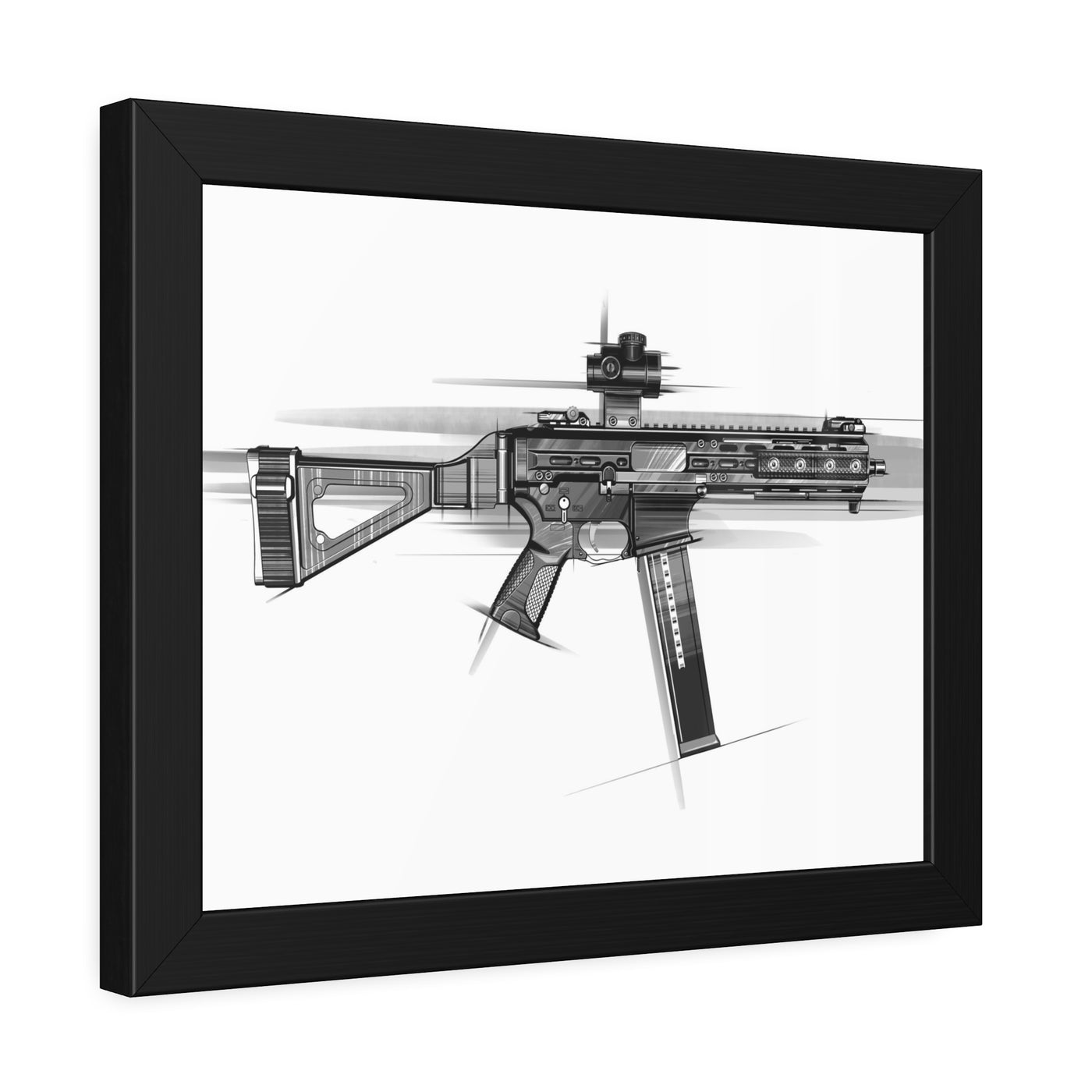 .45 Cal SMG Painting - Black Frame - Value Collection