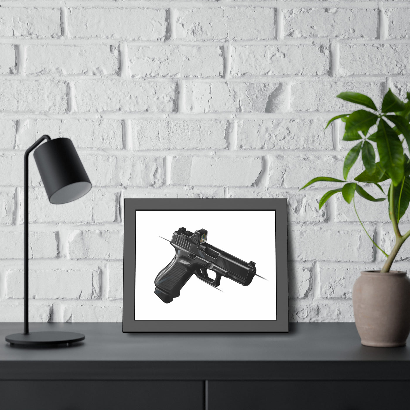 The Last Resort - OG Black Poly Pistol Painting - Just The Piece - Black Frame - Value Collection