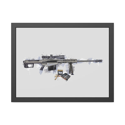 The Long-Range Legend - .50 Cal BMG Rifle Painting - Blue Accents - Black Frame - Value Collection