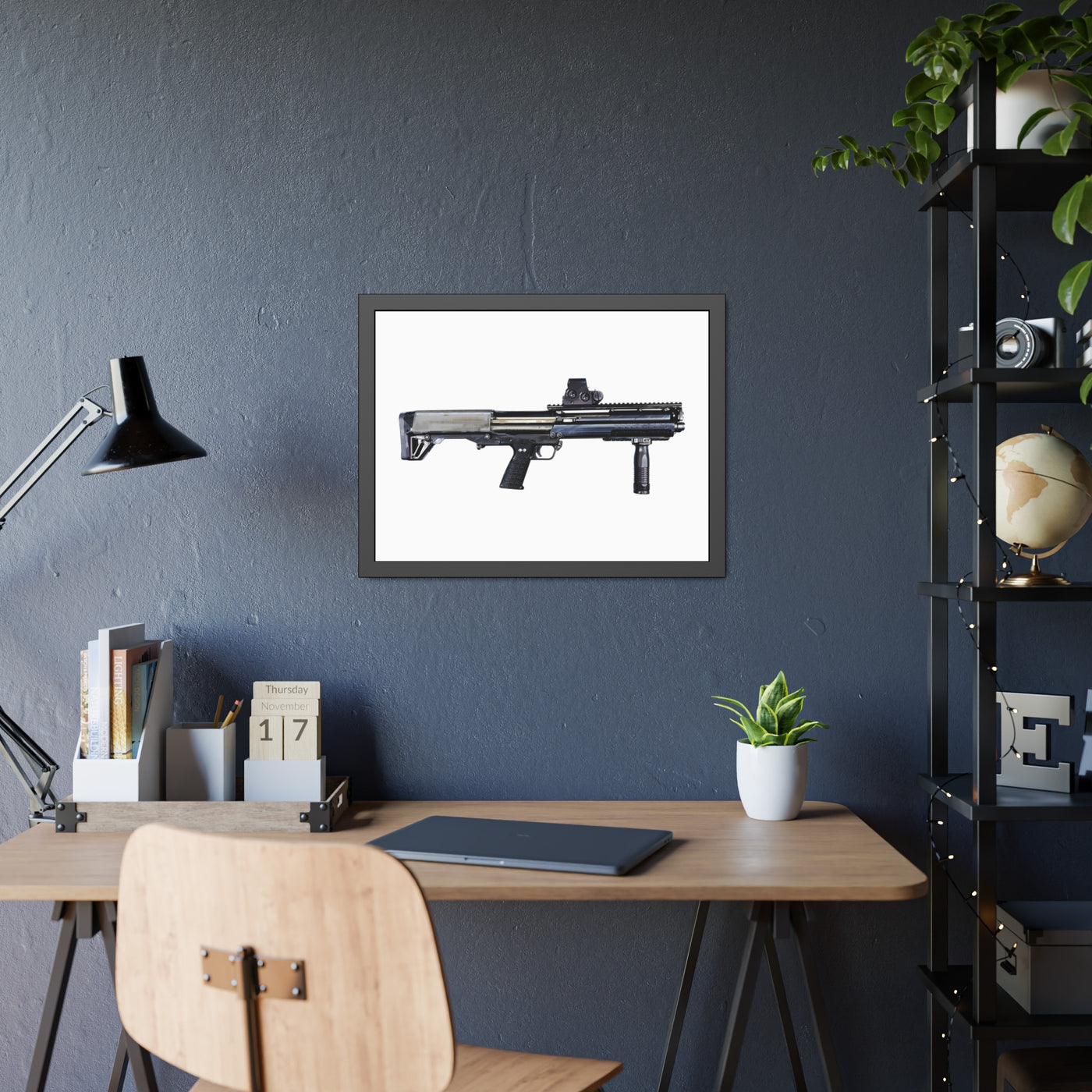 Tactical Bullpup Shotgun Painting - Just The Piece - Black Frame - Value Collection