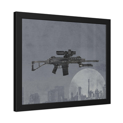 The Urban Sniper Painting - Grey Background - Black Frame - Value Collection