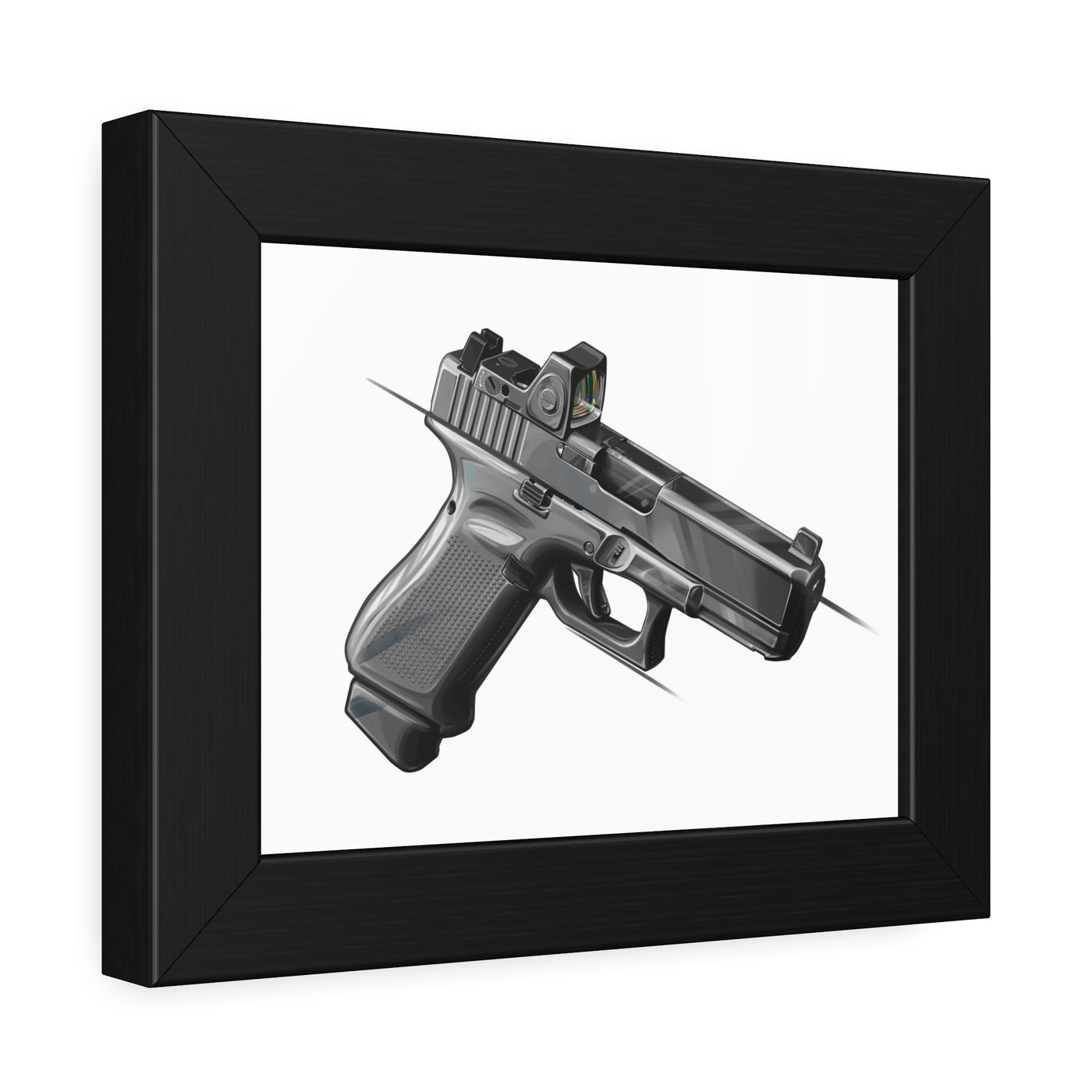 The Last Resort - OG Grey Poly Pistol Painting - Just The Piece - Black Frame - Value Collection