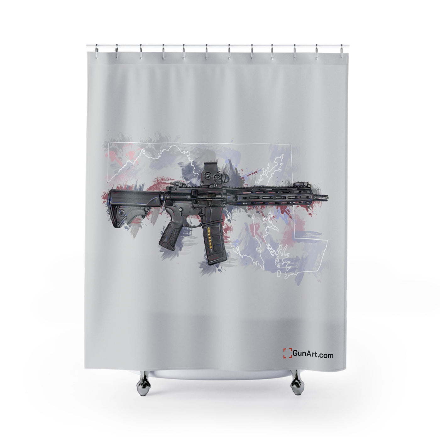 Defending Freedom - Maryland - AR-15 State Shower Curtains - White State