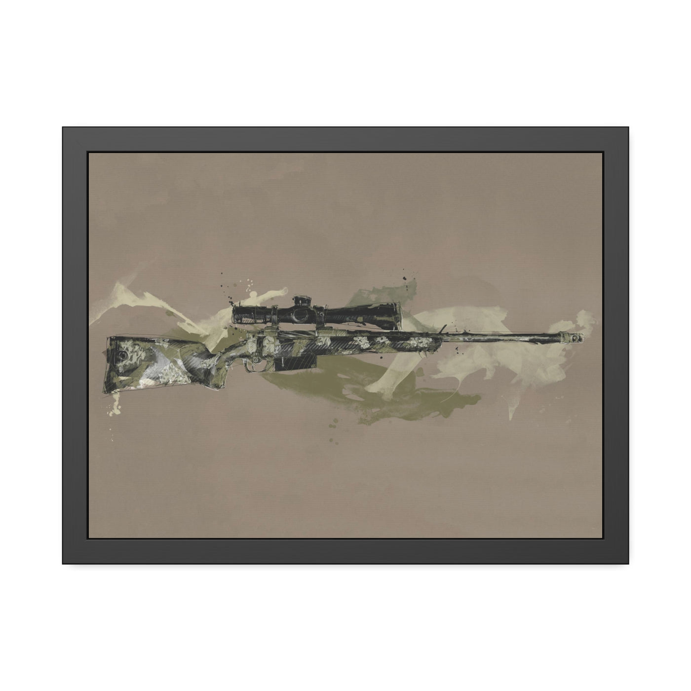 The Harvester - Long Range Hunting Rifle Painting (Minimal) - Black Frame - Value Collection