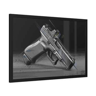 The Last Resort - OG Grey Poly Pistol Painting - Black Frame -Value Collection