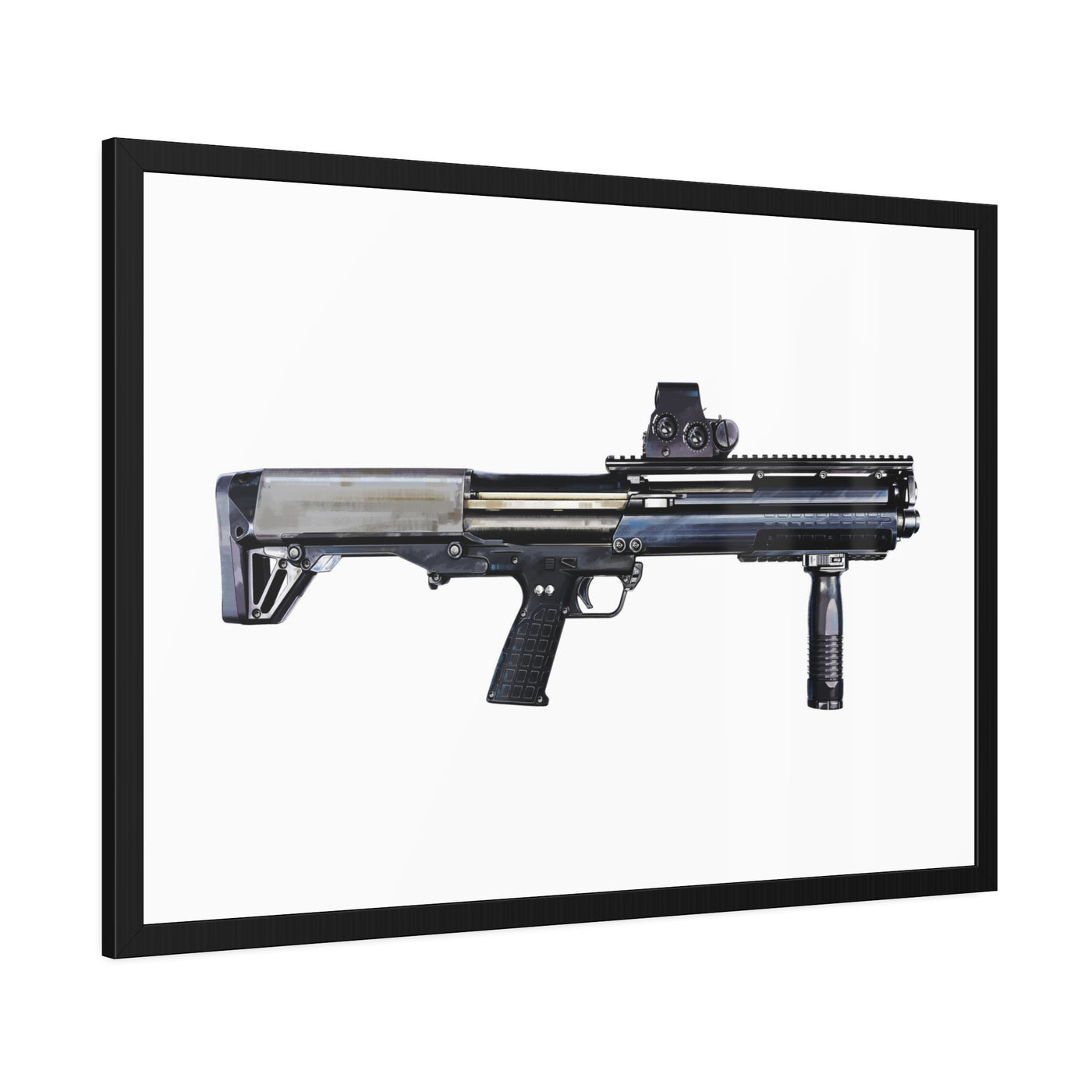 Tactical Bullpup Shotgun Painting - Just The Piece - Black Frame - Value Collection