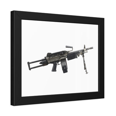 Belt-Fed 5.56x45mm Light Machine Gun Painting - Just The Piece - Black Frame - Value Collection