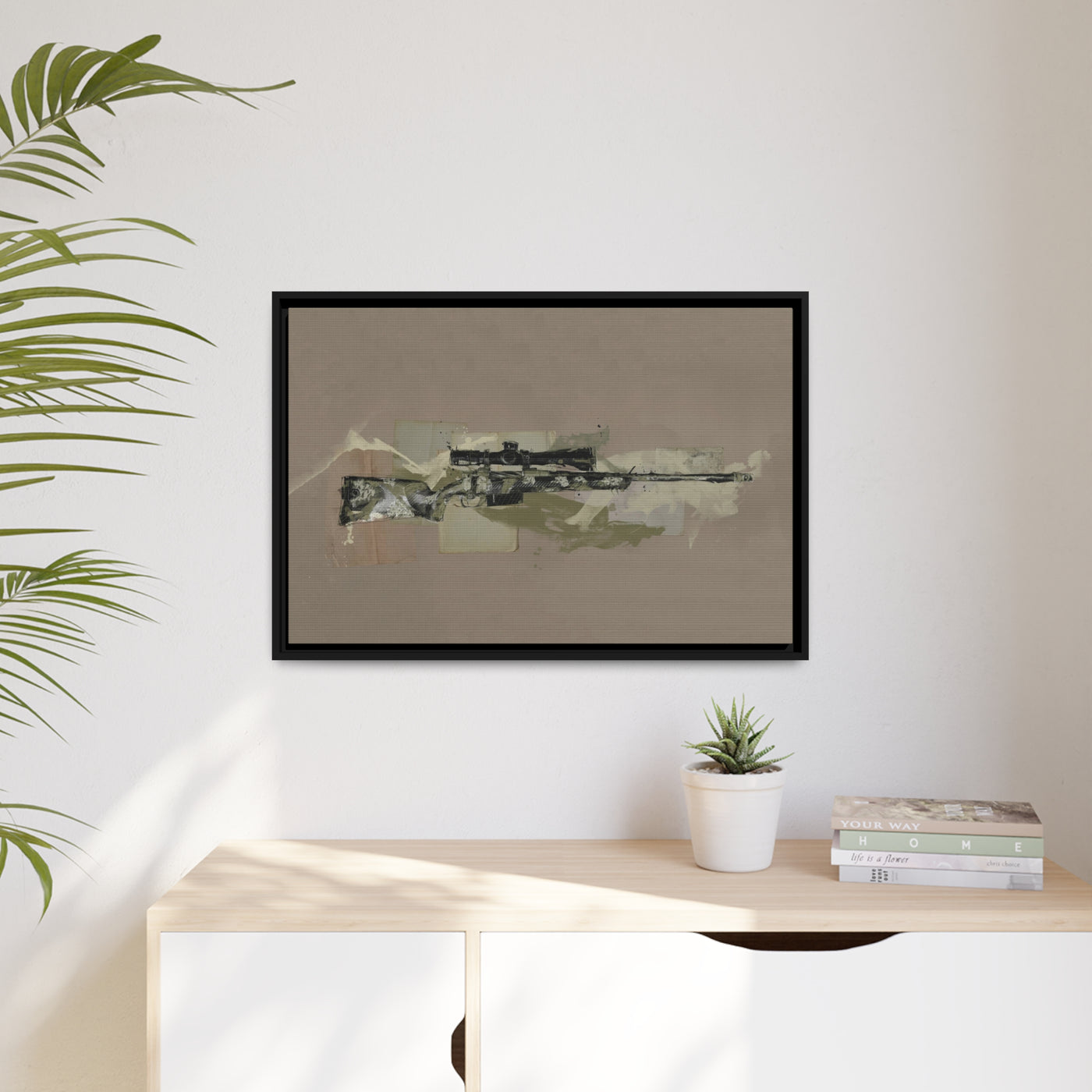 The Harvester - Long Range Hunting Rifle Painting - Black Framed Wrapped Canvas - Value Collection