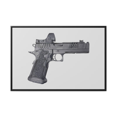 2011 Delta Pistol Painting - Just The Piece - Black Framed Wrapped Canvas - Value Collection