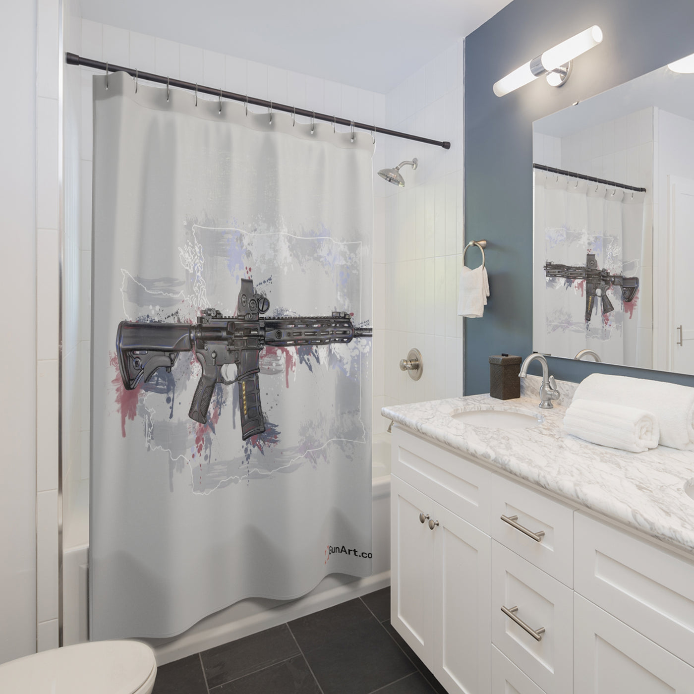Defending Freedom - Washington - AR-15 State Shower Curtains - White State