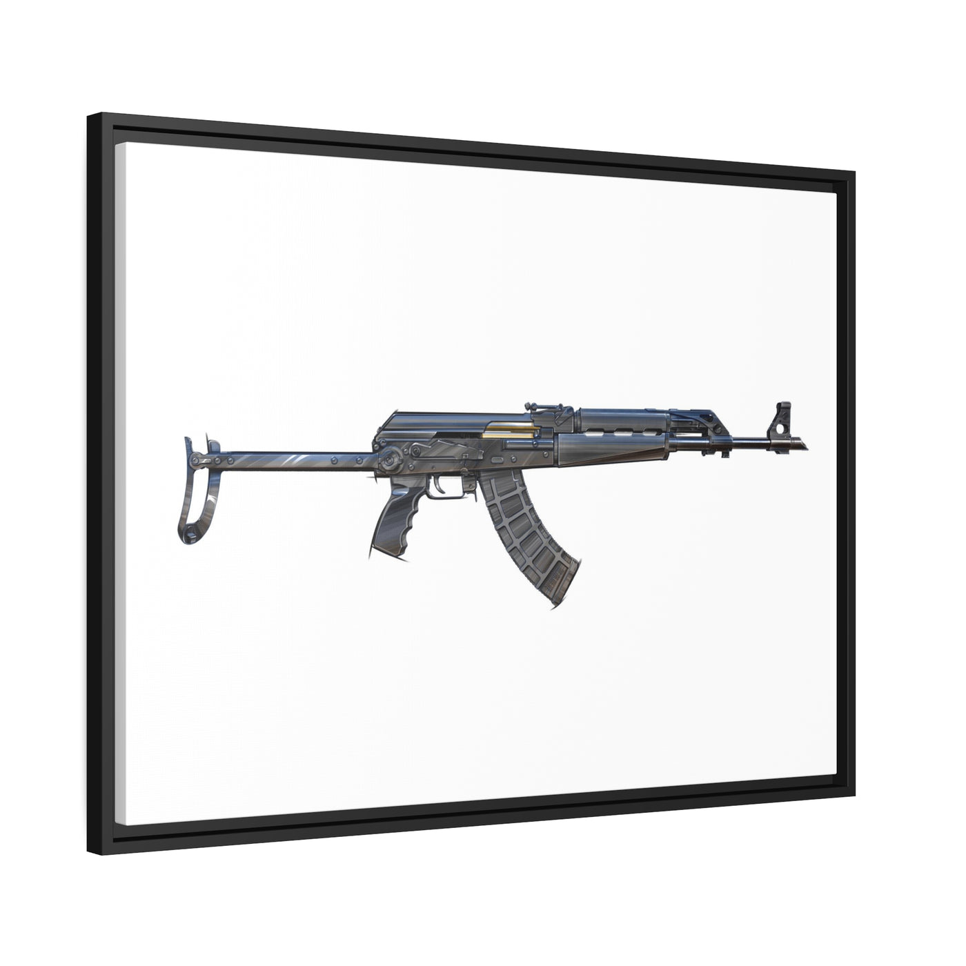 The Paratrooper AK-47 Painting - Just The Piece - Black Framed Wrapped Canvas - Value Collection