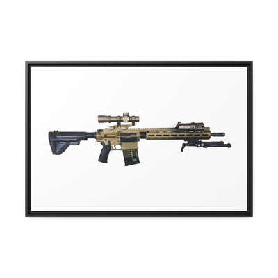 German 7.62x51mm AR10 Battle Rifle Painting - Just The Piece - Black Framed Wrapped Canvas - Value Collection