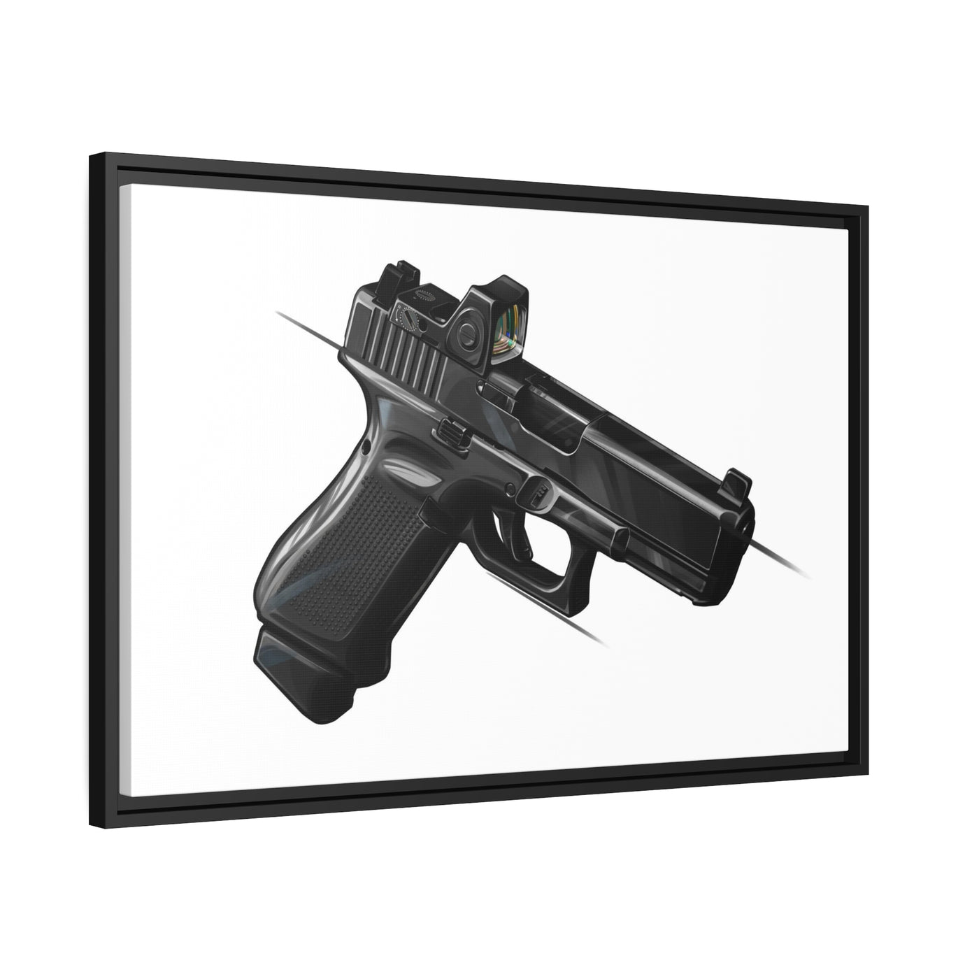 The Last Resort - OG Black Poly Pistol Painting - Just The Piece - Black Framed Wrapped Canvas - Value Collection