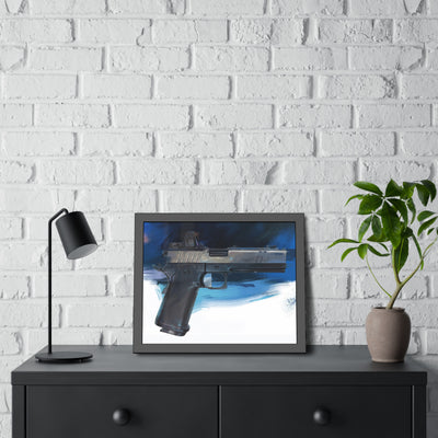 2011 Charlie - Pistol Painting - Dark Blue Background - Black Frame - Value Collection