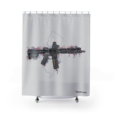 Defending Freedom - New Jersey - AR-15 State Shower Curtains - Colored State