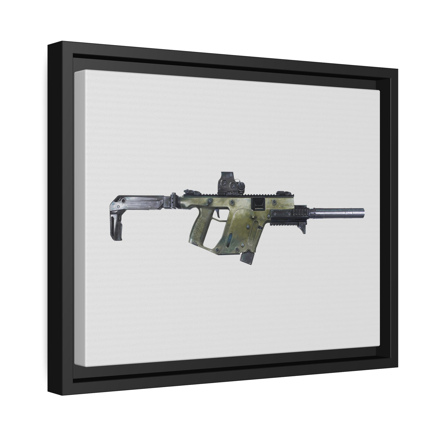 The Vindicator - Suppressed SMG Painting - Just The Piece - Black Framed Wrapped Canvas - Value Collection