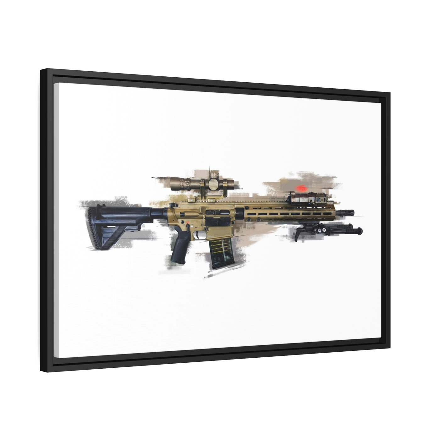 German 7.62x51mm AR10 Battle Rifle Painting - Black Framed Wrapped Canvas - Value Collection