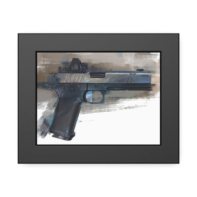 2011 Charlie - Pistol Painting - Brown Background - Black Frame - Value Collection