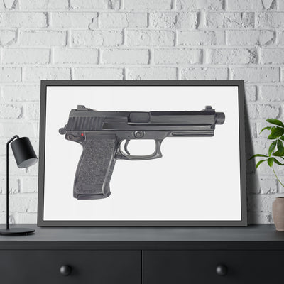 Tactical .45 ACP Poly Pistol Painting - Just The Piece - Black Frame - Value Collection