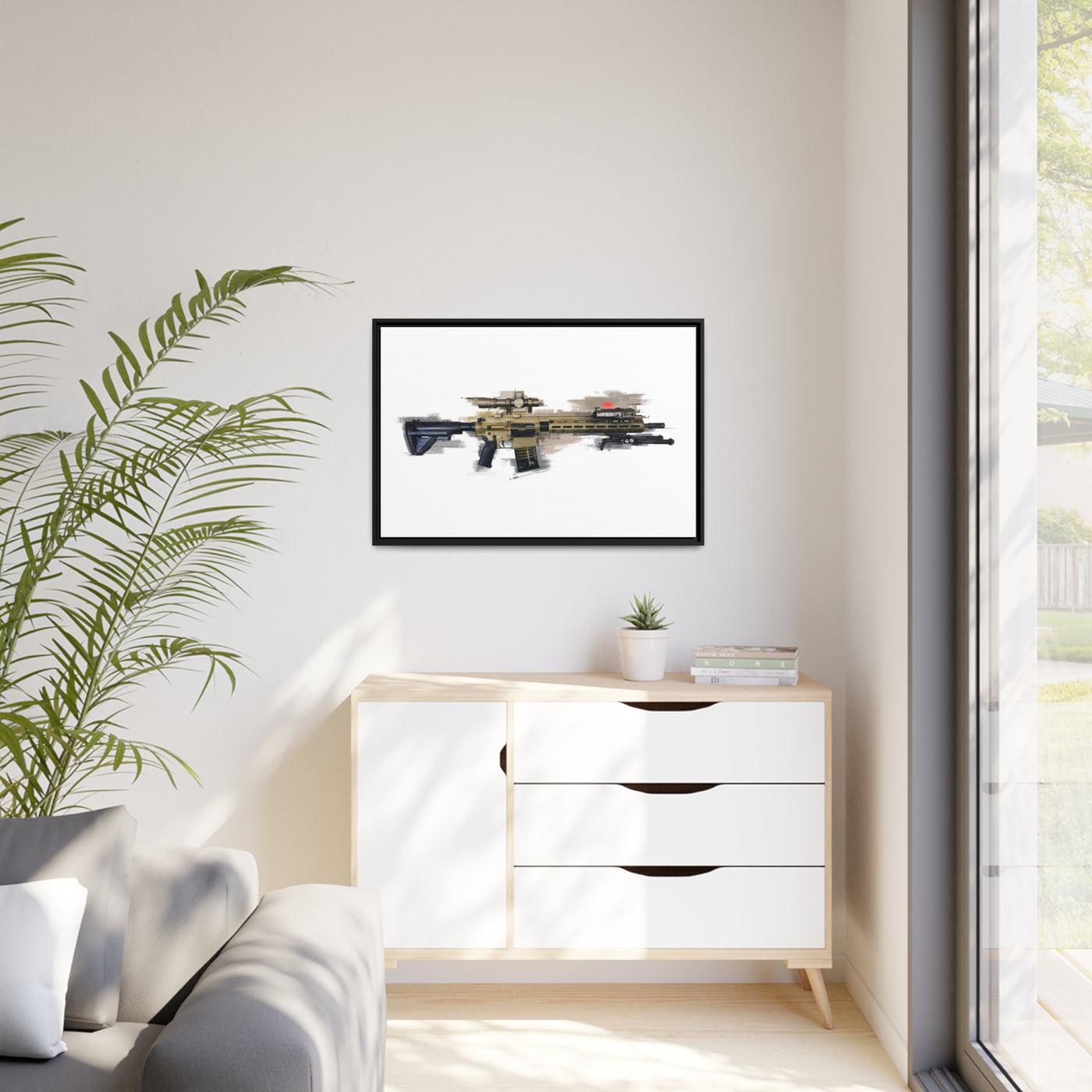 German 7.62x51mm AR10 Battle Rifle Painting - Black Framed Wrapped Canvas - Value Collection