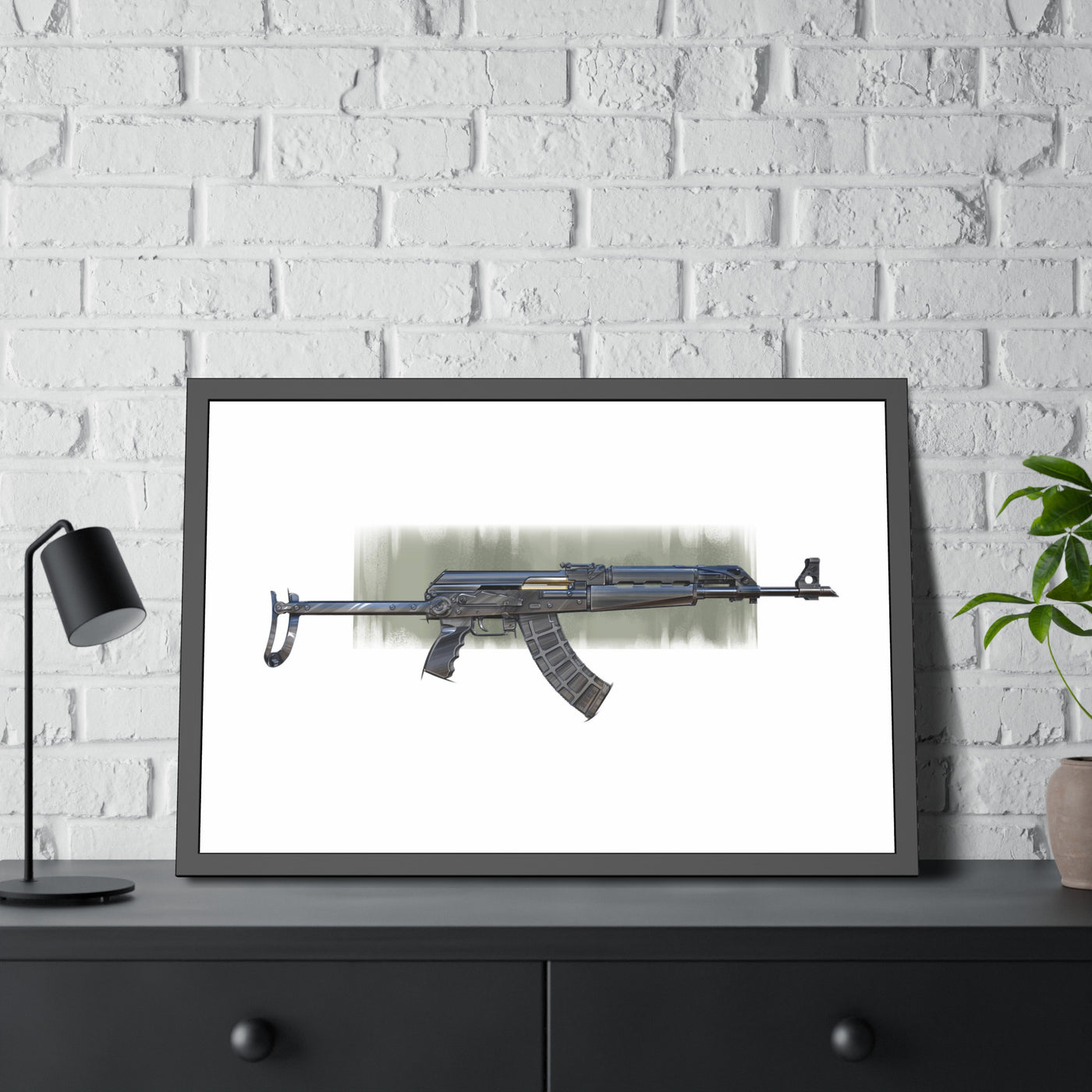 The Paratrooper / AK-47 Underfolder Painting - Black Frame - Value Collection