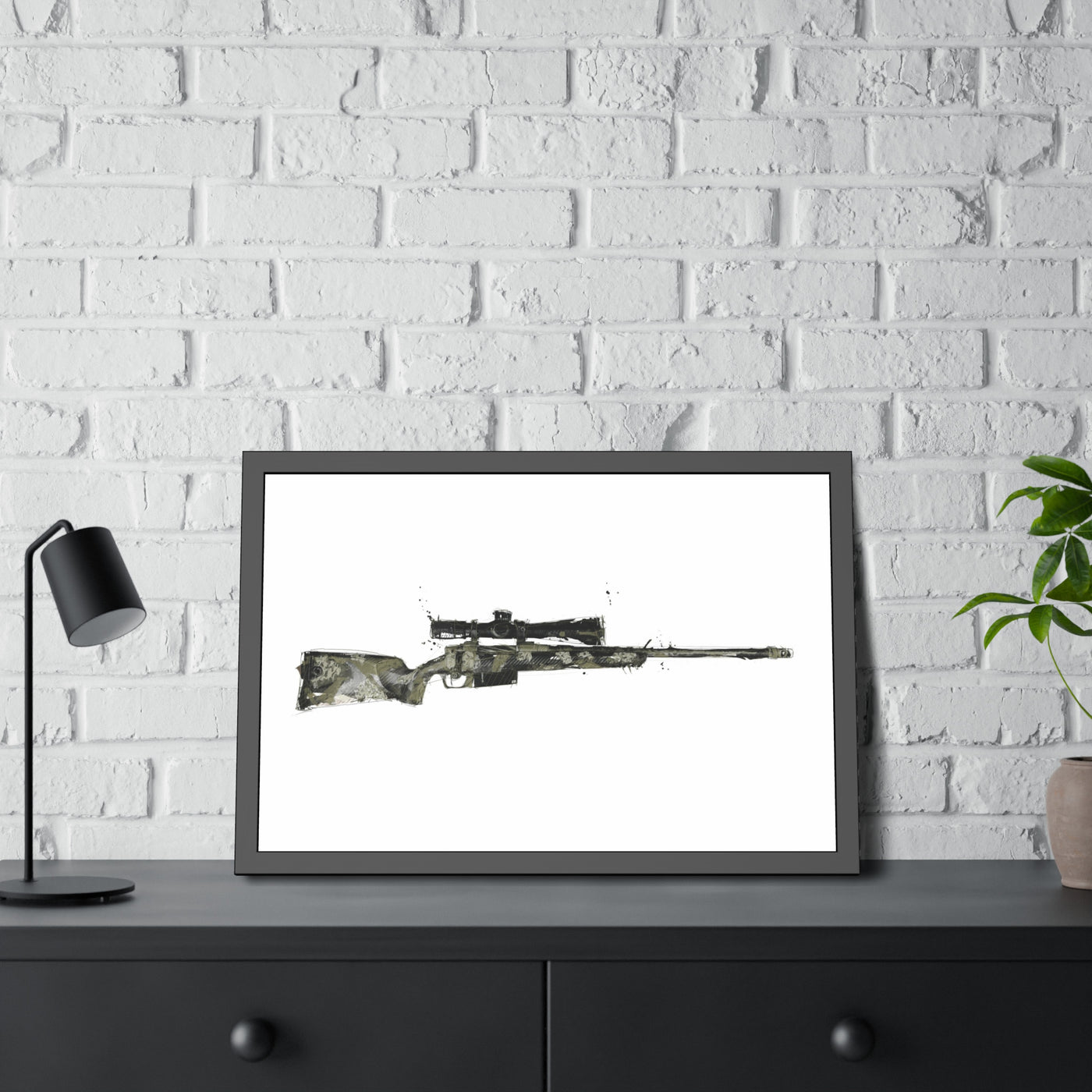 The Harvester - Long Range Hunting Rifle Painting - Just The Piece - Black Frame - Value Collection